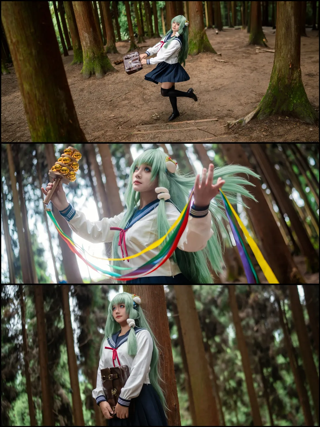 森林摄影, 东方project, 东风谷早苗cos, jk制服, 过膝袜 - 第5张