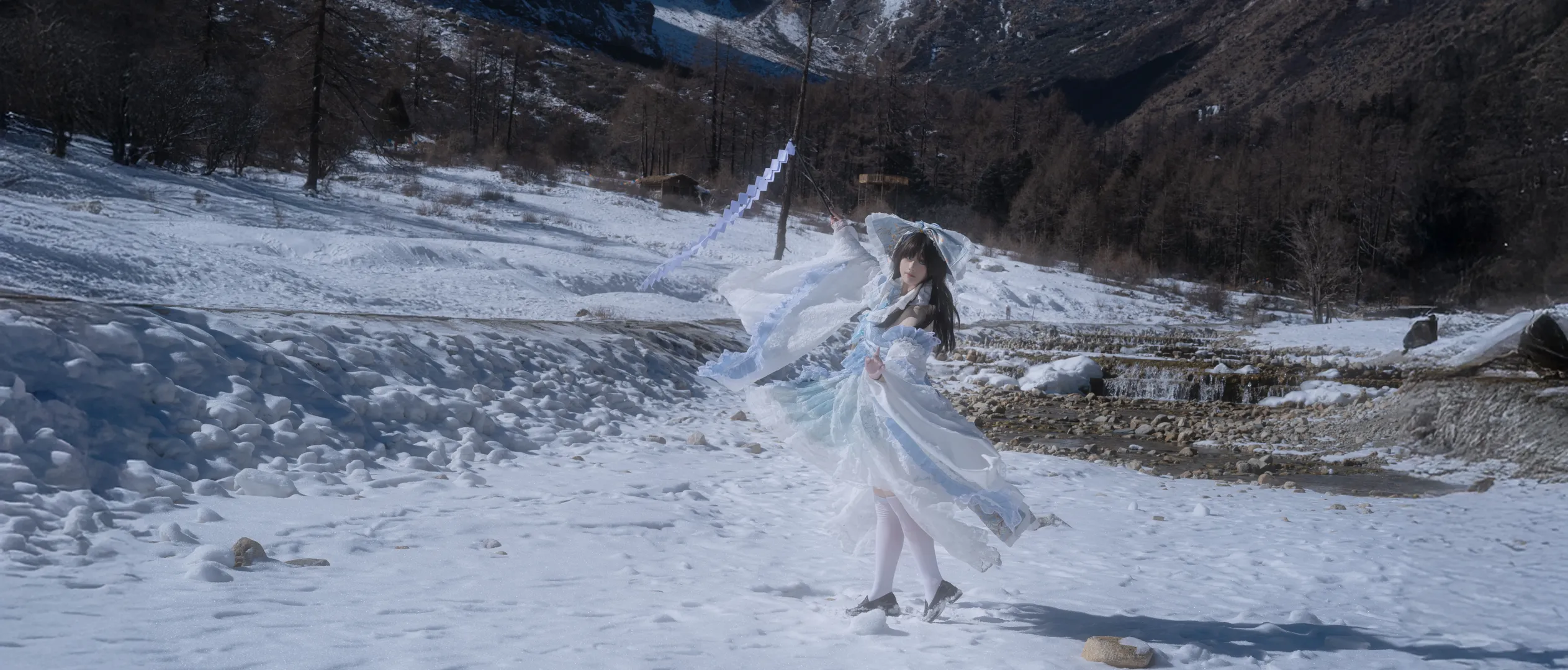 博丽灵梦cos, 东方project, 白丝cos, 雪景cos, 旅拍cos - 第4张
