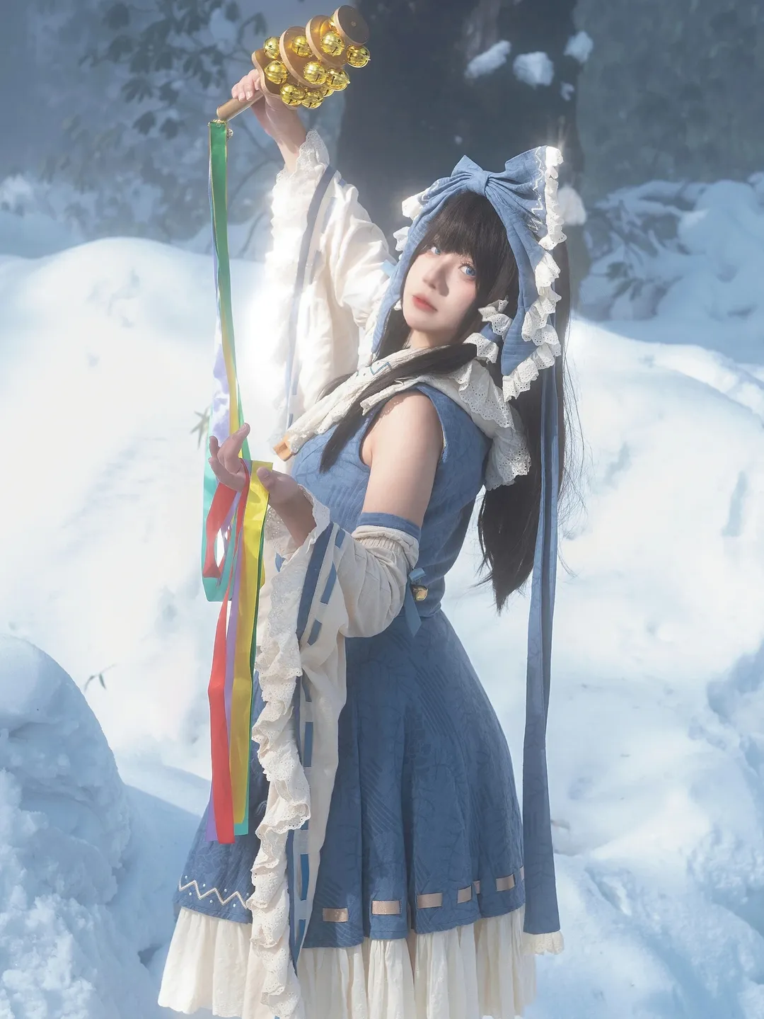 博麗霊夢コスプレ, 東方Project, 青霊夢コスプレ, 雪景色コスプレ, 冬のコスプレ
