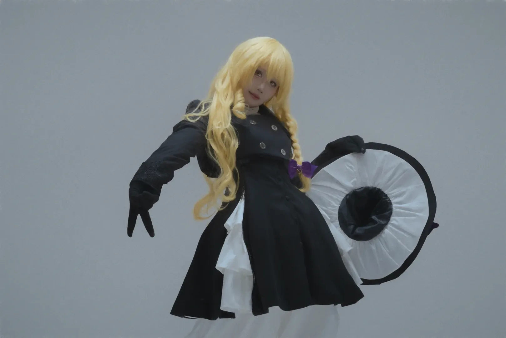 Touhou Project, Marisa Kirisame cosplay, White studio pose reference, Witch hat, Stylized photography