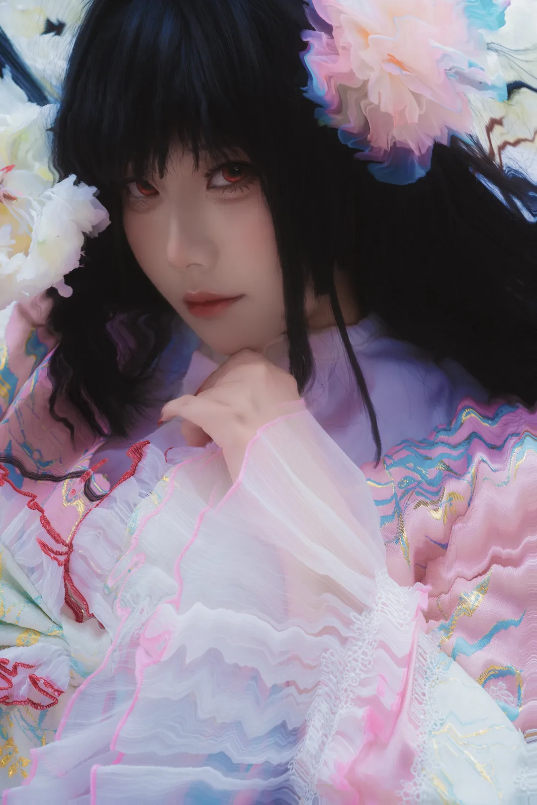 东方Project, 蓬莱山辉夜cos, 高调人像摄影, 红瞳cosplay, 国风幻想服饰 - 第1张
