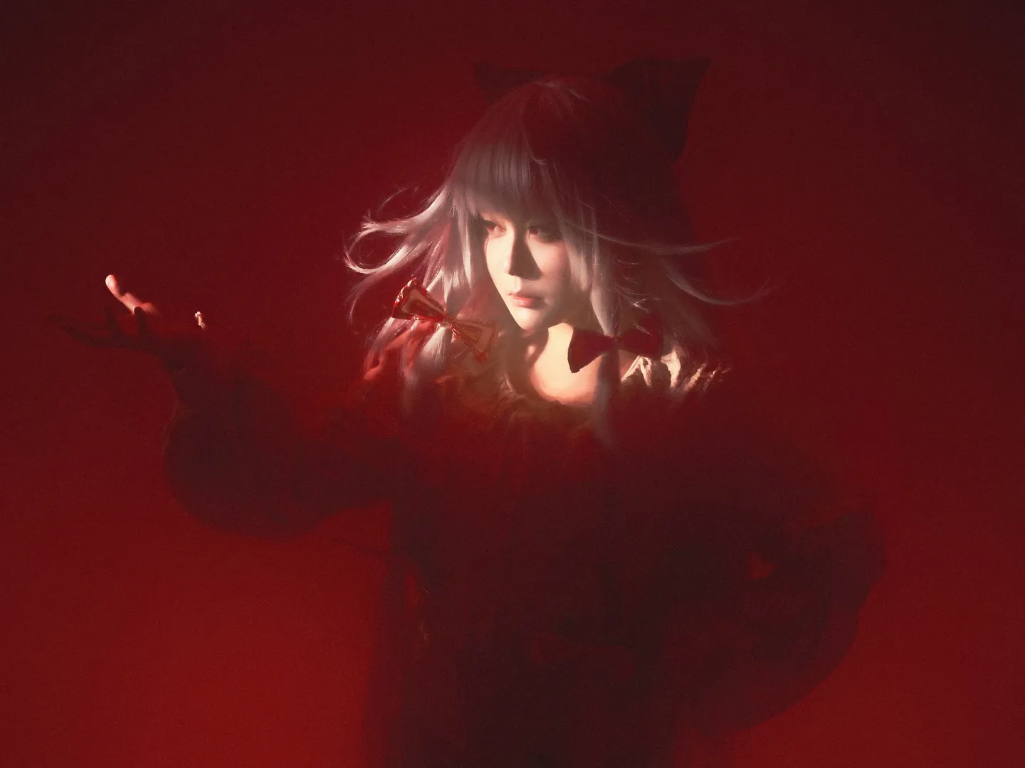 东方project, 二次元cosplay, 藤原妹红cos, 棚拍写真, 拍照动作参考 - 第3张