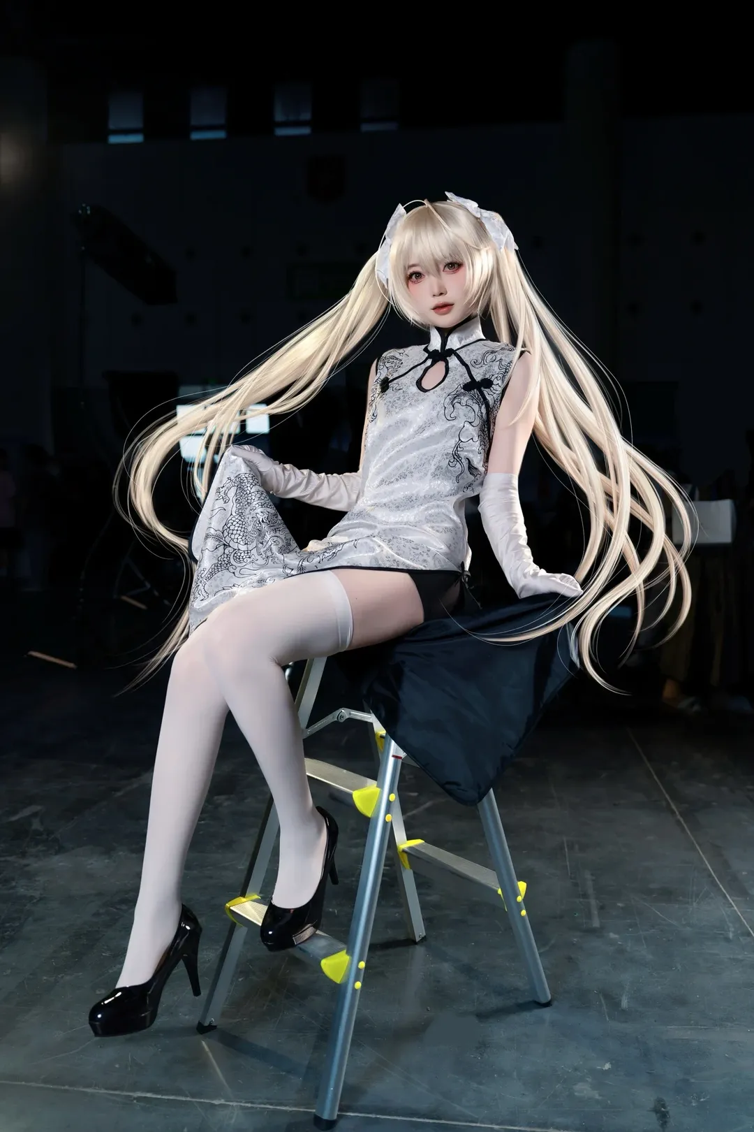 Kasugano Sora cosplay, Yosuga no Sora, White stockings, Twintails, Cheongsam cosplay - Image 1