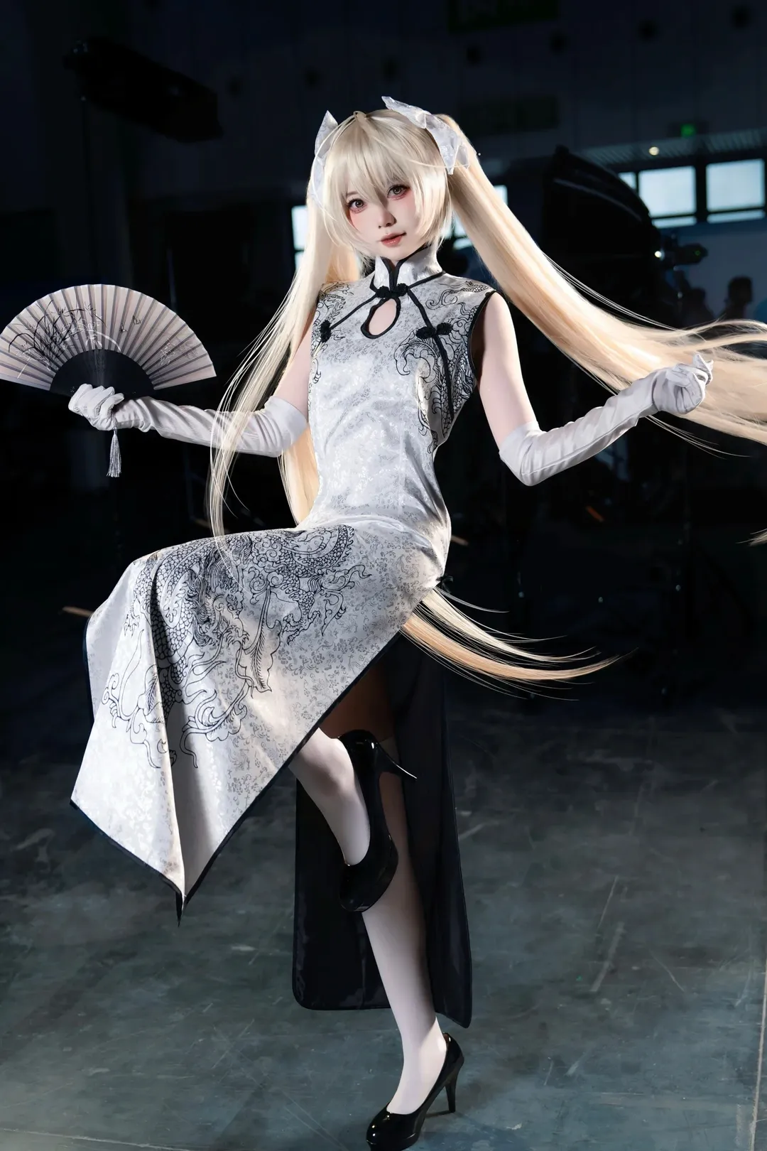 春日野穹cos, 緣之空, 白丝, 双马尾, 旗袍cosplay