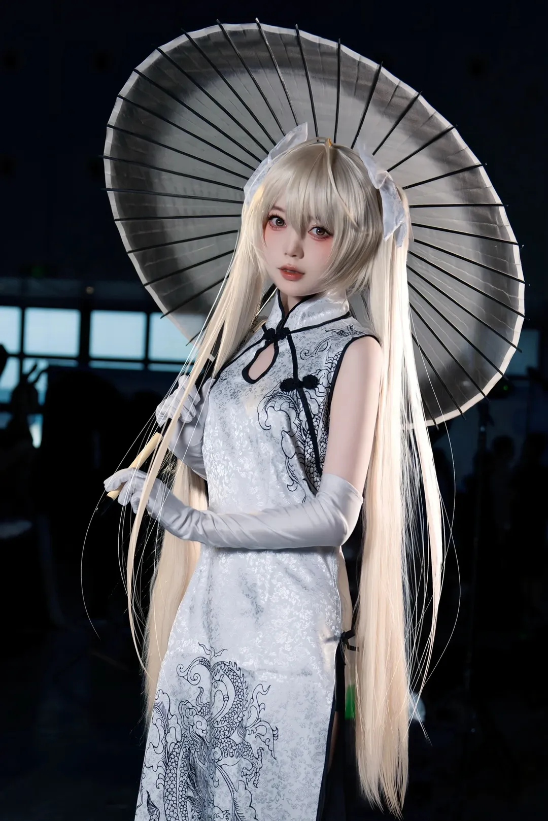 Kasugano Sora cosplay, Yosuga no Sora, White stockings, Twintails, Cheongsam cosplay - Image 7