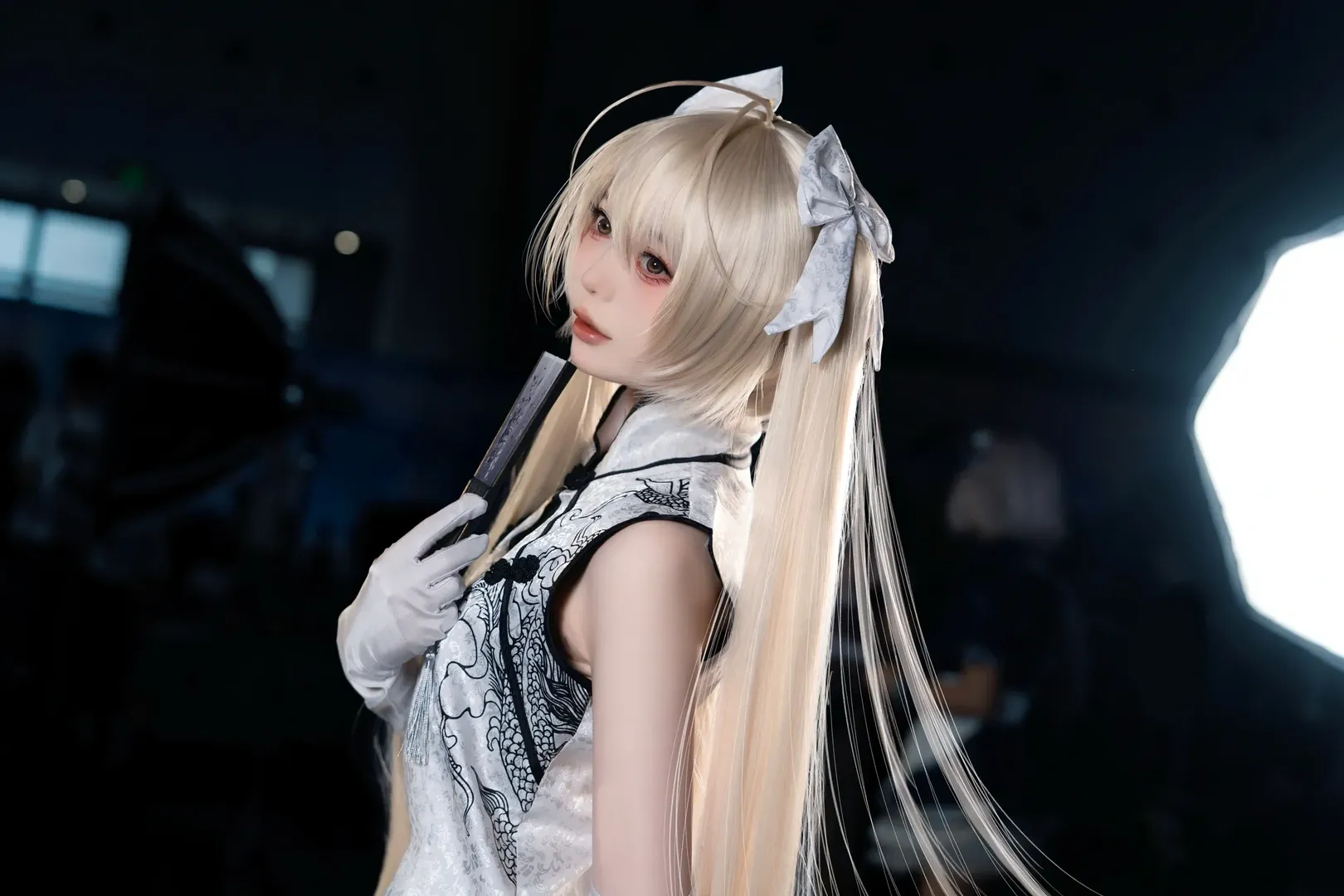 Kasugano Sora cosplay, Yosuga no Sora, White stockings, Twintails, Cheongsam cosplay - Image 9