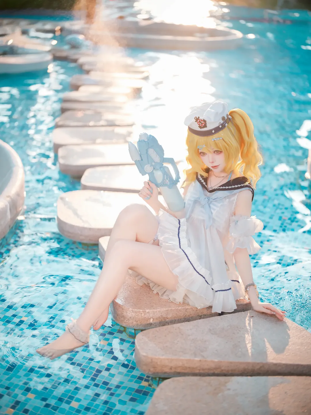 二次元少女, 东方project, 泳池拍照, 夏日泳装cos, 北白河千百合cos - 第9张
