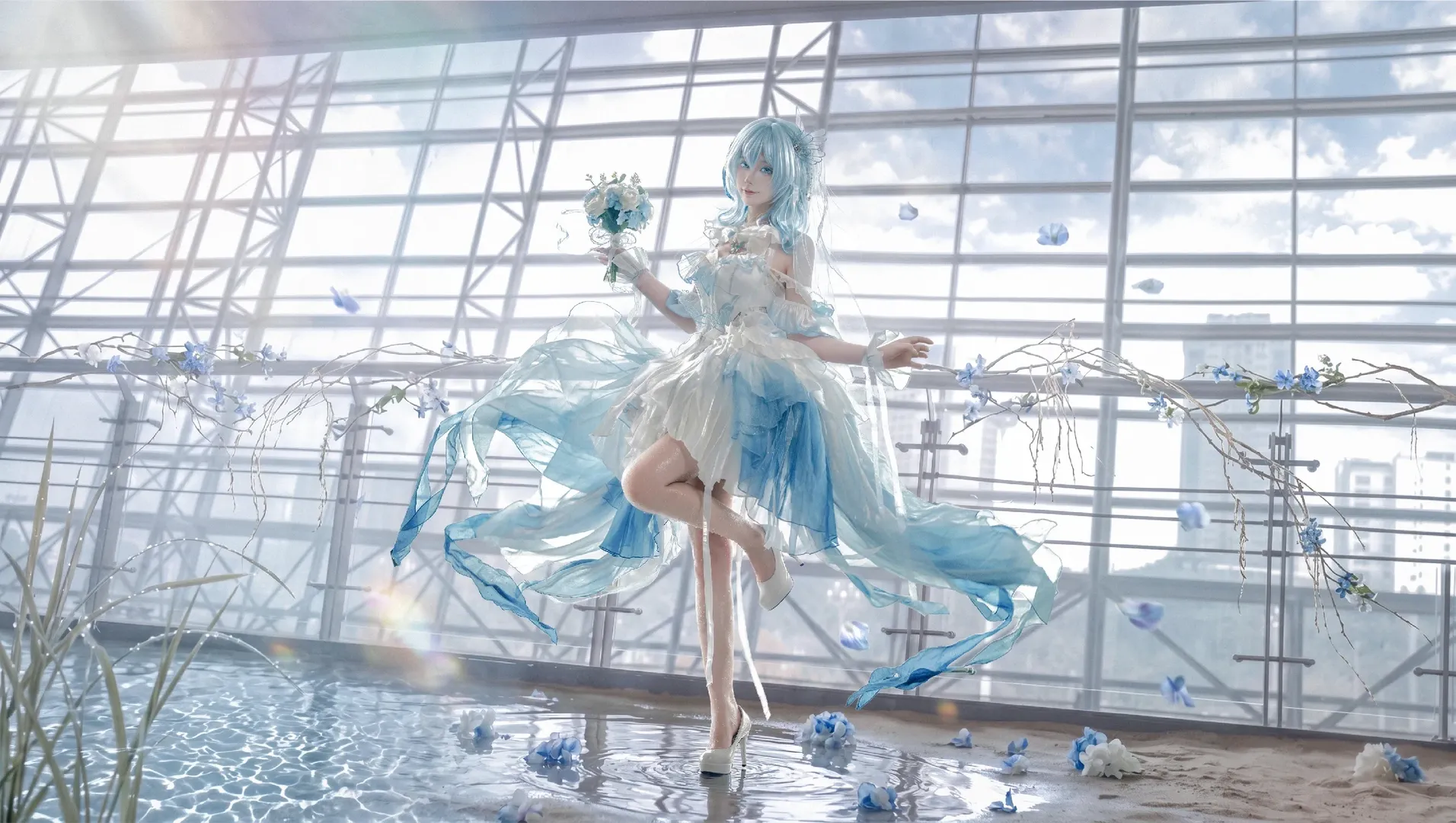 Wuthering Waves, The Shorekeeper cosplay, Always and Ever, White tights cosplay, Bridal convention photo