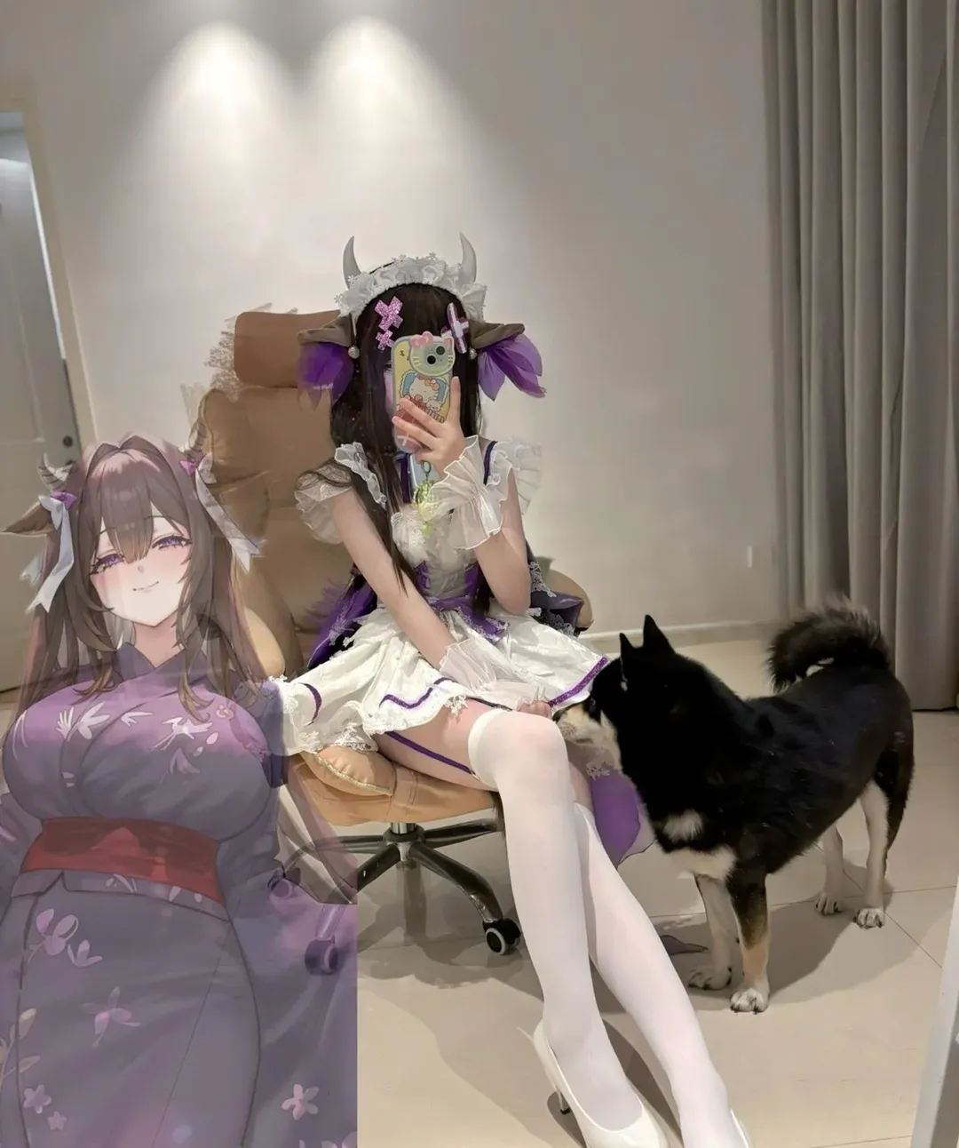 碧藍航線, 居家日常, 過膝白絲, 獸耳女僕cos, 柴犬出鏡