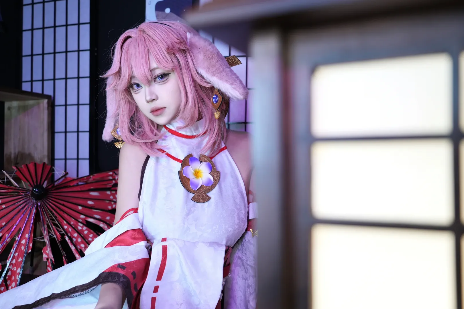 原神, 和风摄影, Cosplay穿搭, 八重神子cos, 狐耳娘 - 第3张