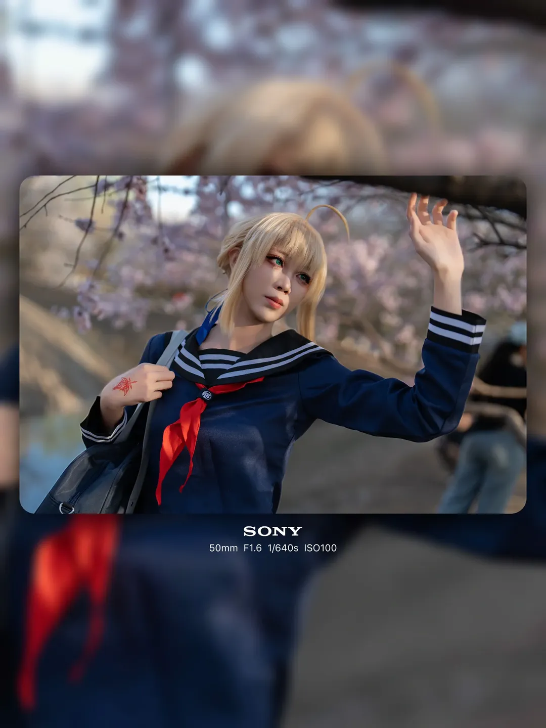 Saber cos, 櫻花外景, cosplay攝影, 衛宮家今天吃什麼, 水手服二次元