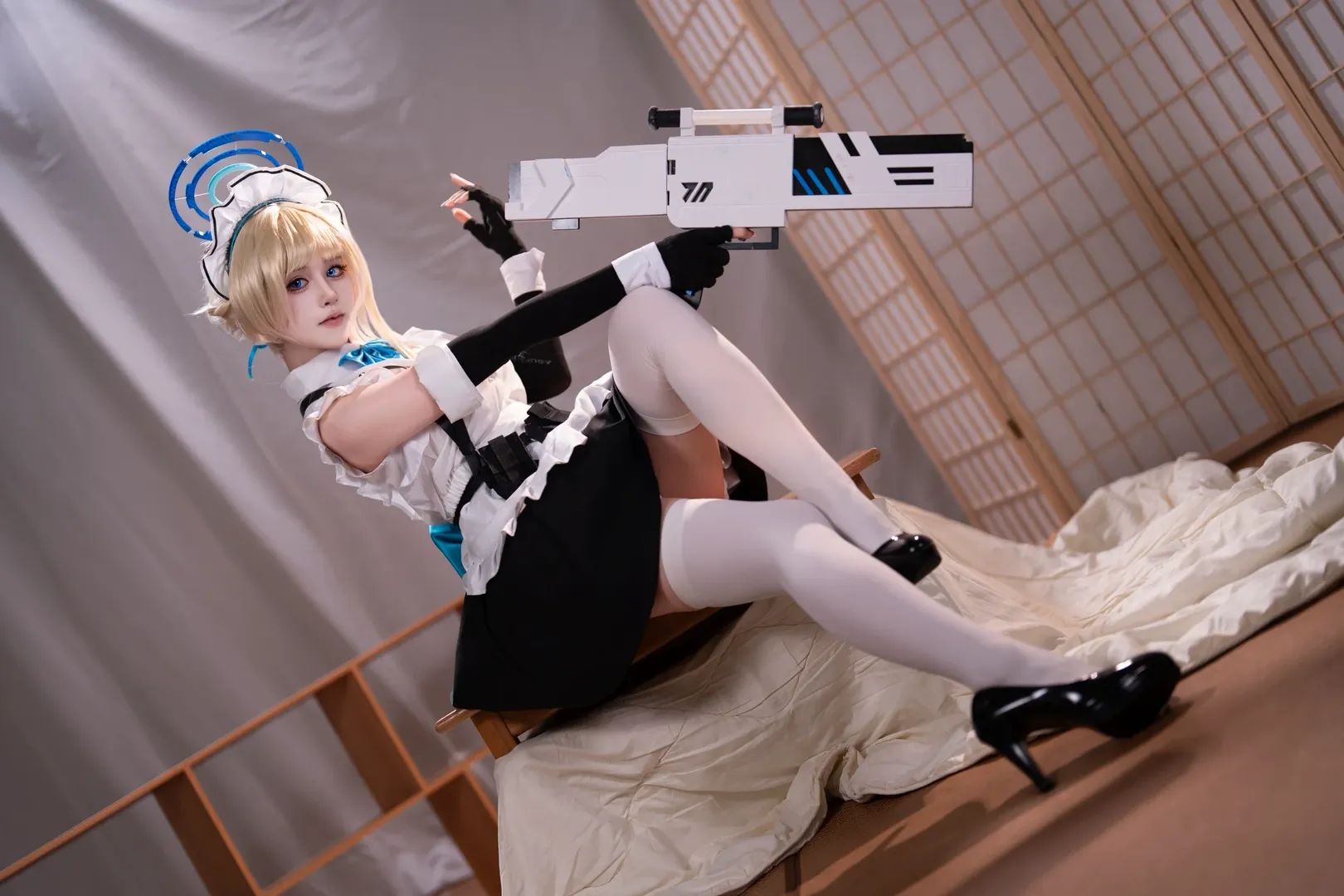 蔚蓝档案, 女仆装, cosplay摄影, 白丝穿搭, 飞鸟马时cos