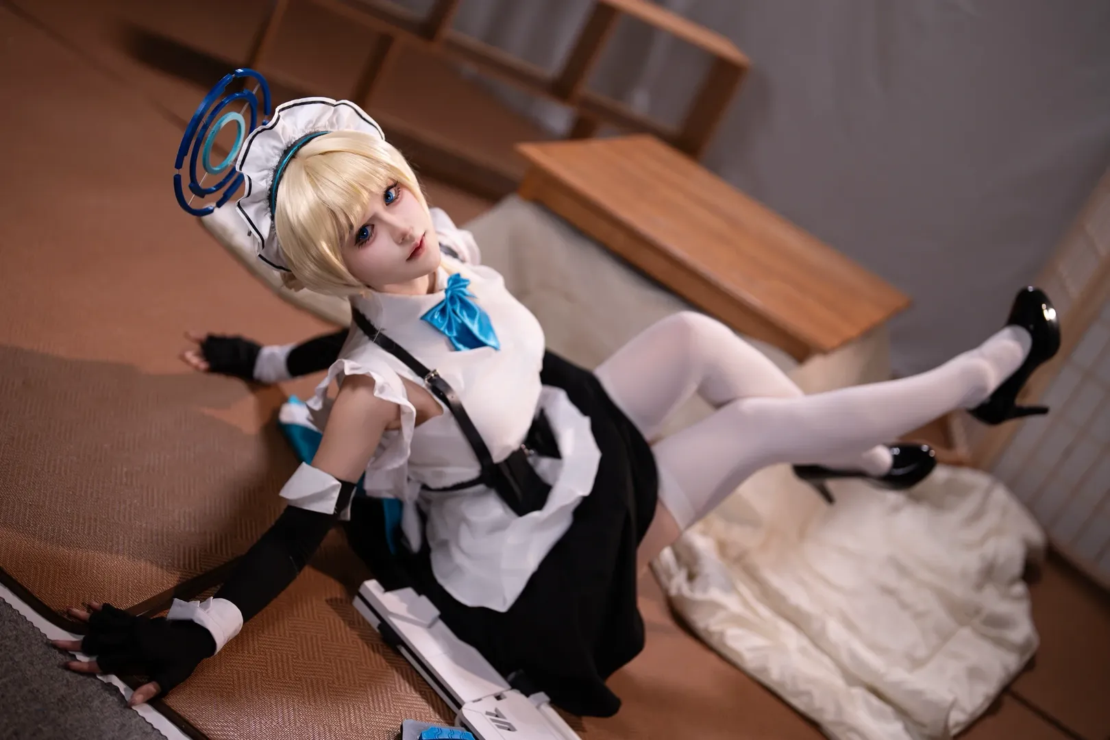 蔚蓝档案, 女仆装, cosplay摄影, 白丝穿搭, 飞鸟马时cos - 第5张