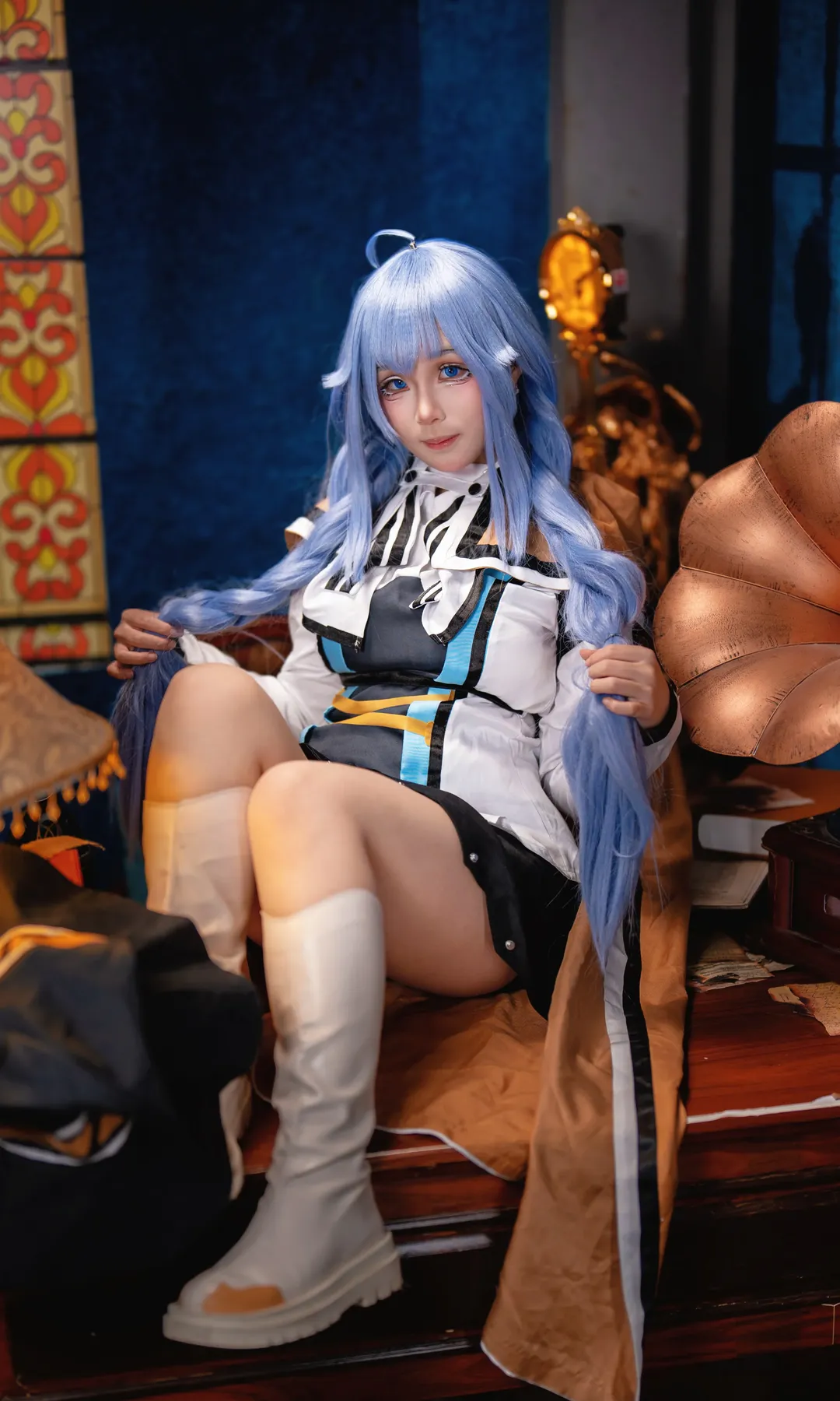 二次元cosplay, 蓝发少女, 洛琪希cos, 无职转生到了异世界就拿出真本事, 复古风拍摄