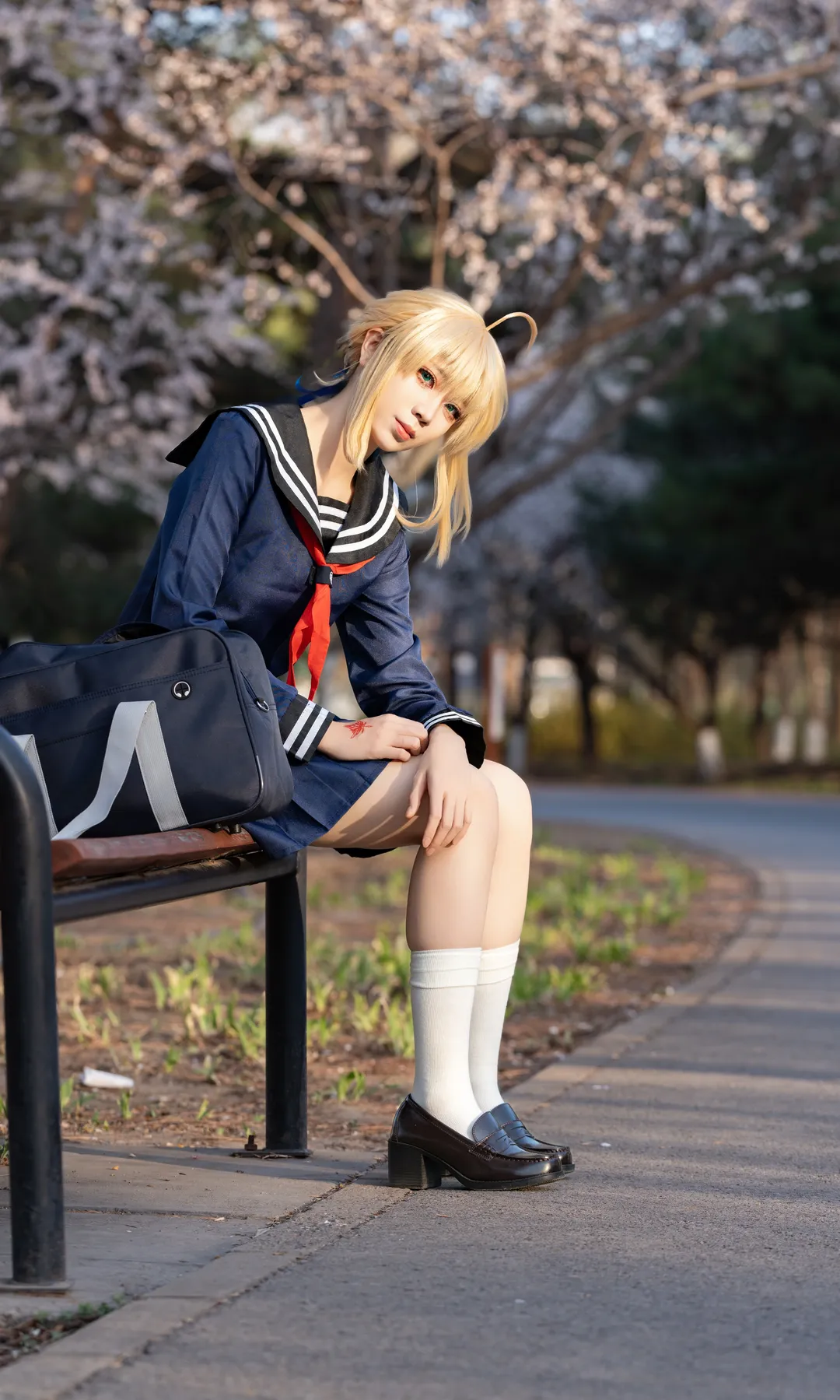 cos正片, 阿尔托莉雅cos, Fate, 白丝, jk制服