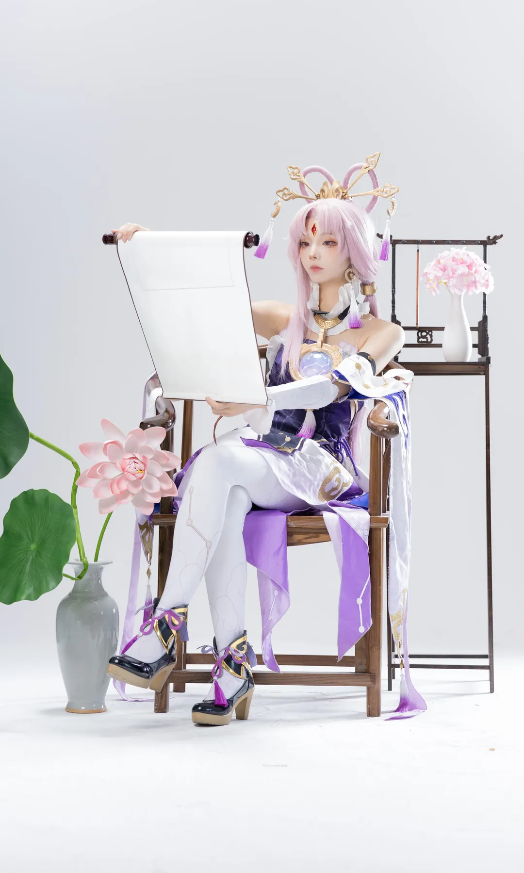 Fu Xuan cosplay, Honkai: Star Rail, White stockings cosplay, Studio photoshoot share, Xianxia style cosplay - Image 10