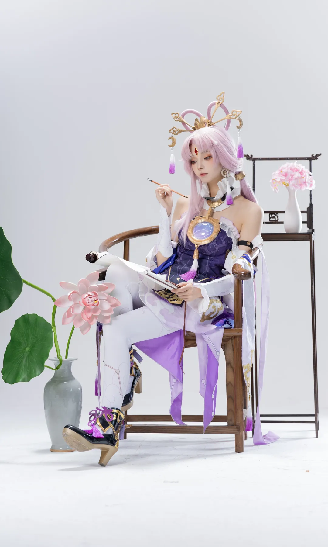 Fu Xuan cosplay, Honkai: Star Rail, White stockings cosplay, Studio photoshoot share, Xianxia style cosplay - Image 11