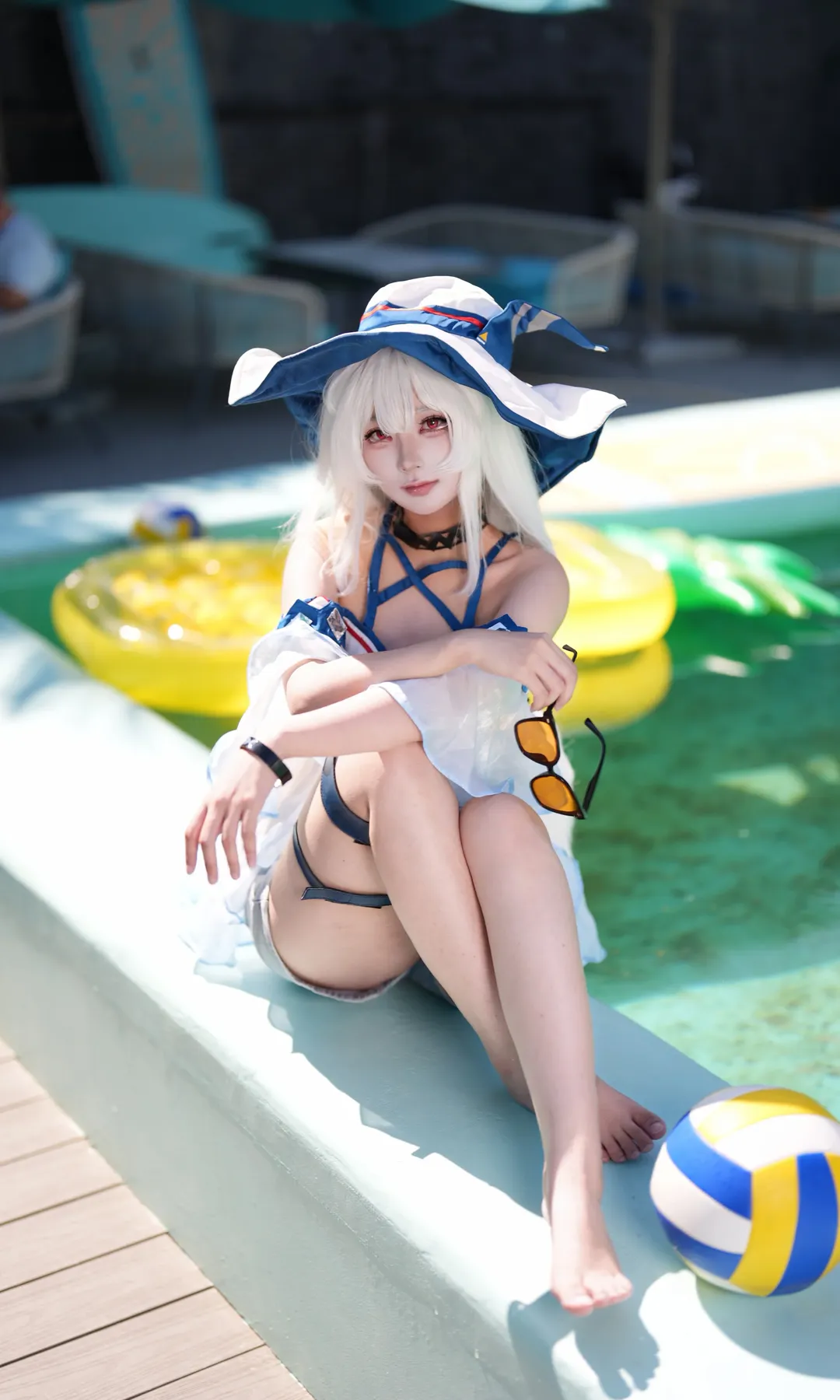 明日方舟, 泳装cosplay, 夏日写真, 斯卡蒂cos, IBIZA - 第3张
