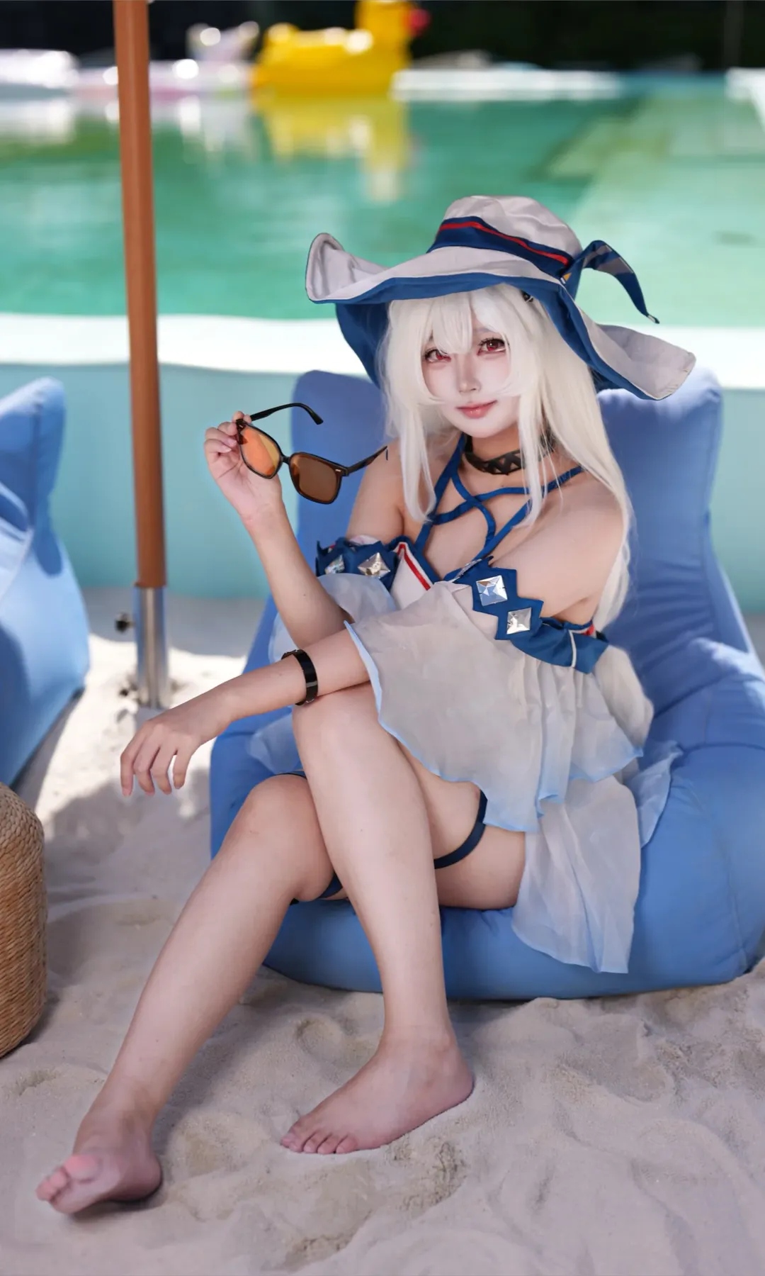 明日方舟, 泳装cosplay, 夏日写真, 斯卡蒂cos, IBIZA - 第4张