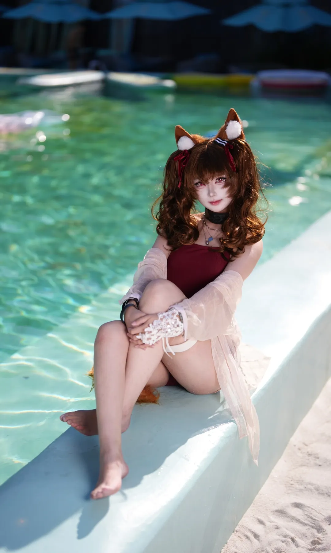明日方舟, 泳装cosplay, 夏日写真, 兽耳少女, 安洁莉娜cos - 第6张