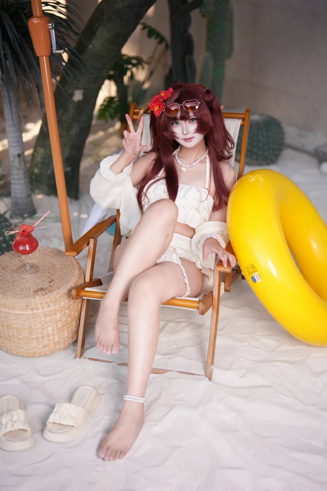 cosplay, 泳装, 明日方舟, 桃金娘cos, 沙滩