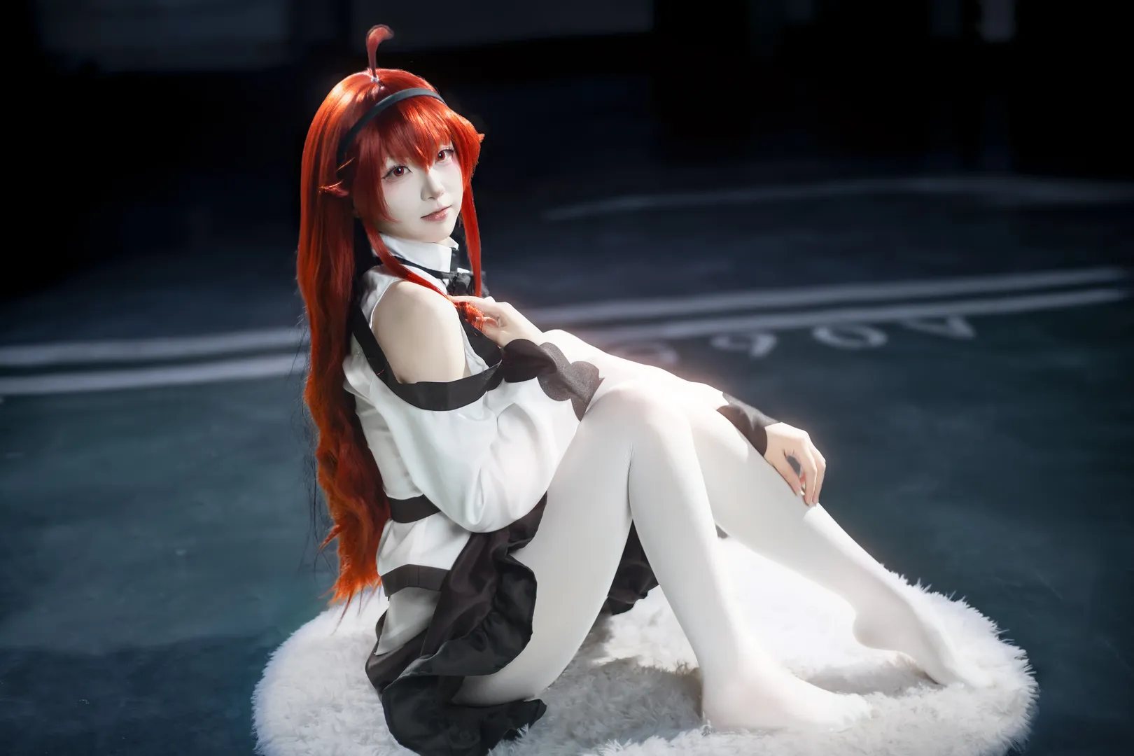 Anime-style photography, Alice cosplay, White stockings, Mushoku Tensei: Jobless Reincarnation, Backlit convention photo - Image 2
