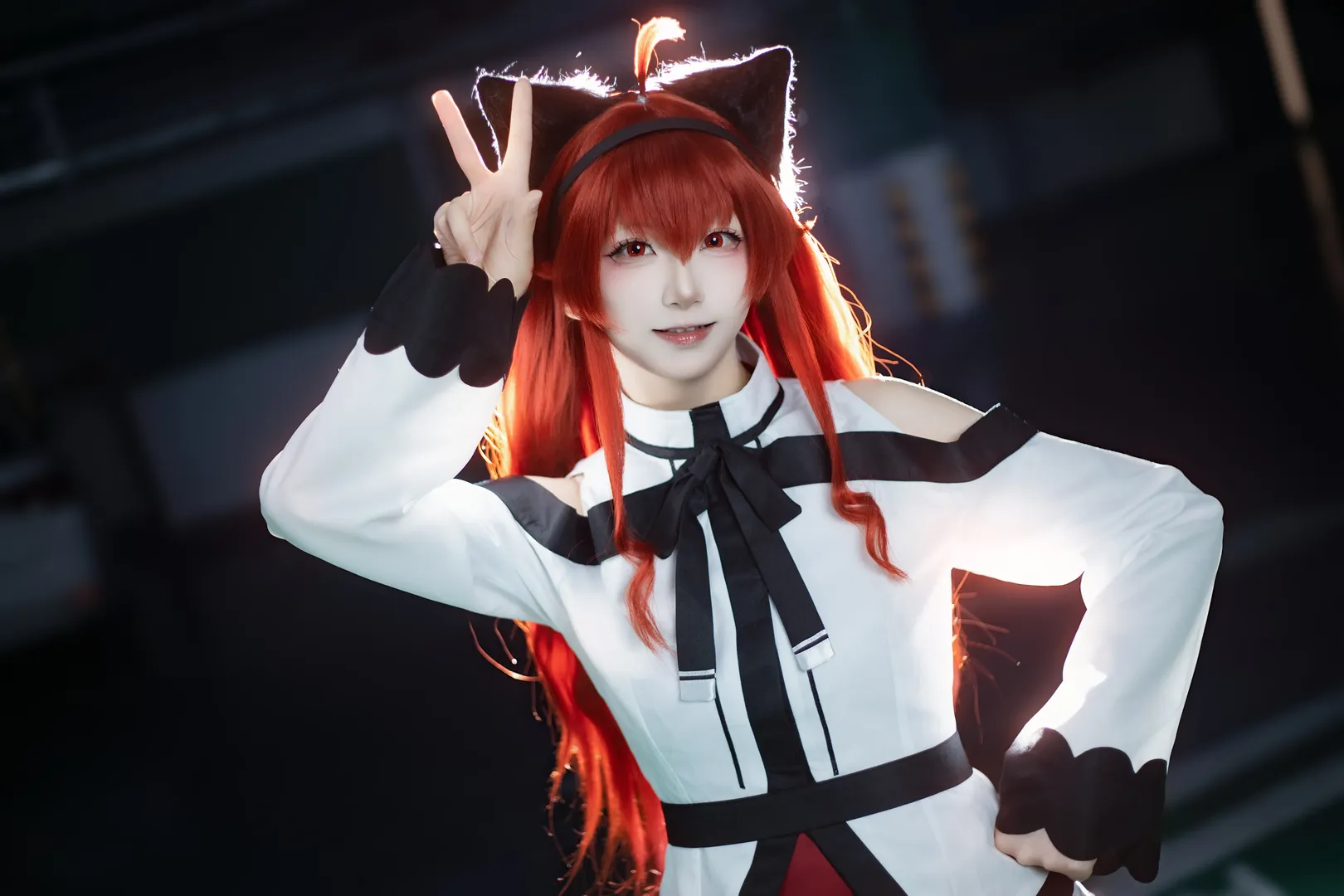 Anime-style photography, Alice cosplay, White stockings, Mushoku Tensei: Jobless Reincarnation, Backlit convention photo - Image 3