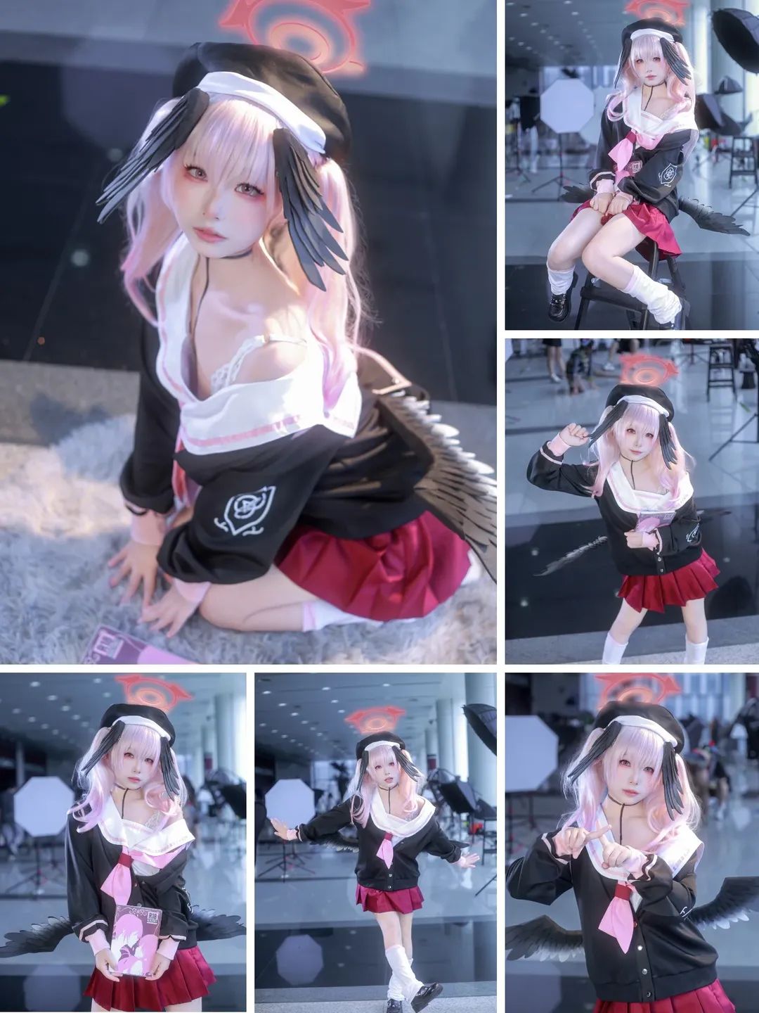 Anime-style photography, Blue Archive, Shimoe Koharu cosplay, Cosplay convention photos, White thigh-highs outfit - Image 1