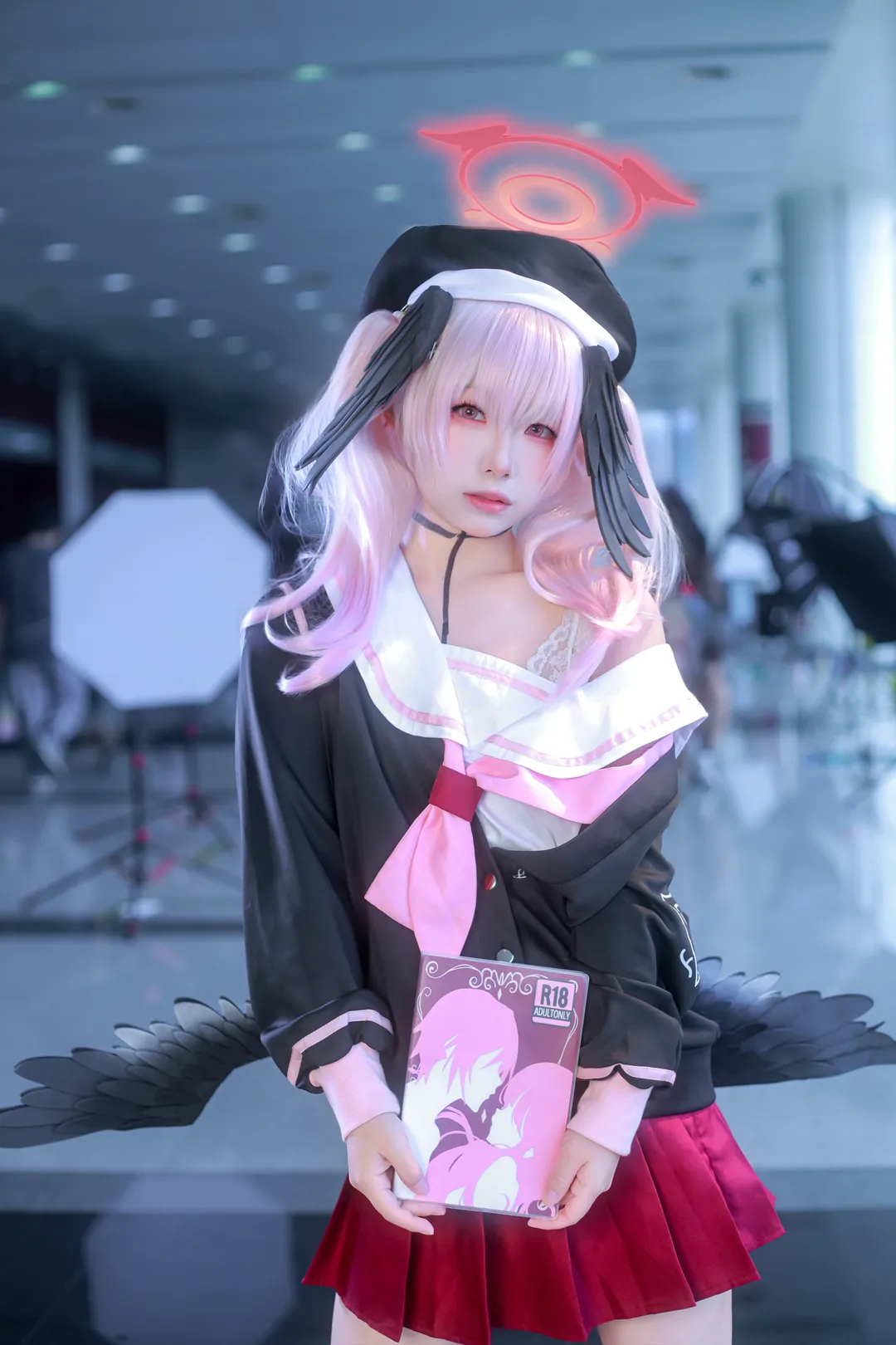 Anime-style photography, Blue Archive, Shimoe Koharu cosplay, Cosplay convention photos, White thigh-highs outfit - Image 2