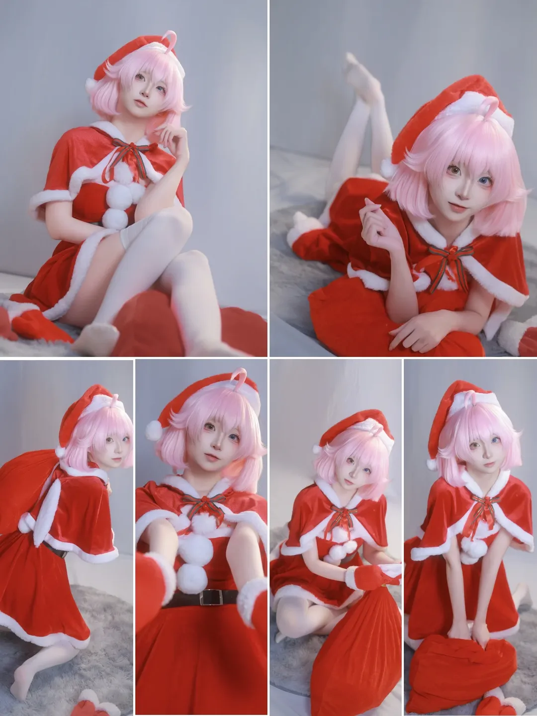 蔚蓝档案, 小鸟游星野cos, cosplay动作参考, 白丝穿搭, 圣诞cos