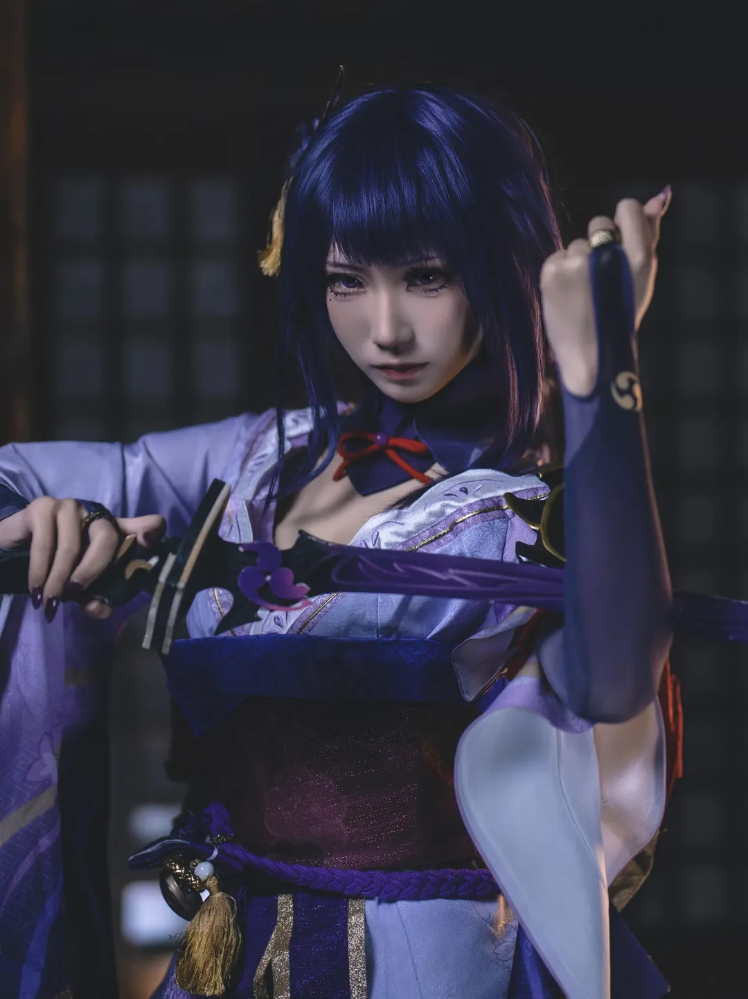 原神, cosplay穿搭, 雷电将军cos, 动漫还原, 黑丝长袜 - 第1张