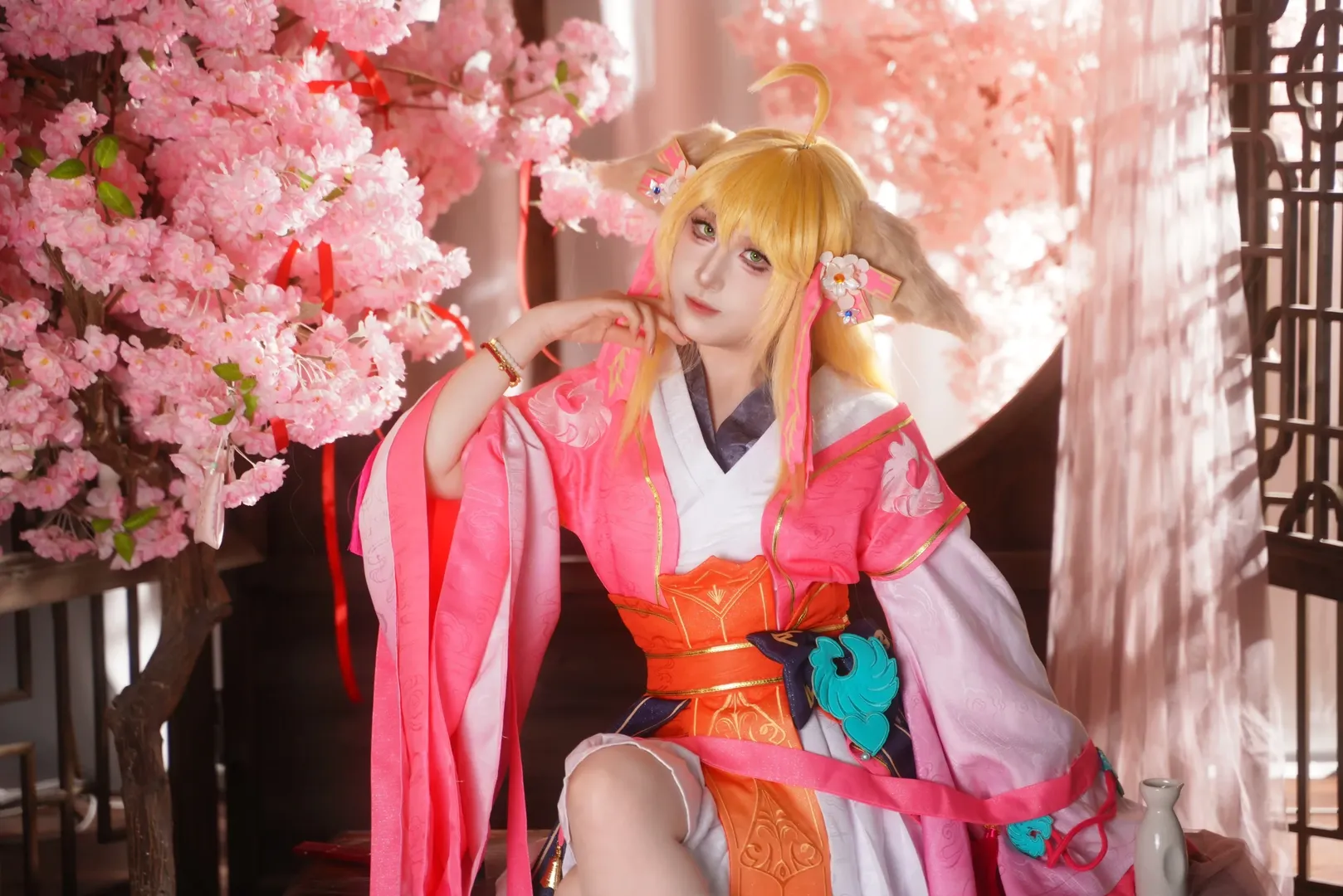 二次元, 古风cosplay, 兽耳装扮, 摄影棚写真, 少司缘涂山红红cos - 第3张