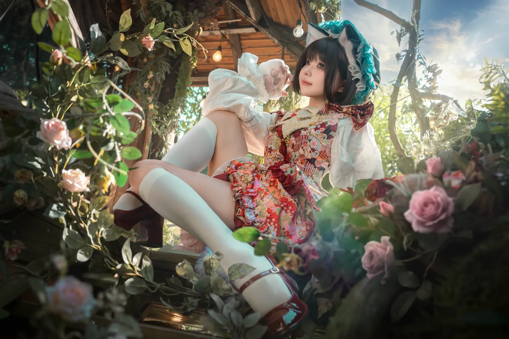 Touhou Project, Catgirl, Outdoor photography, Yakumo Chen cosplay, Pastoral style cosplay