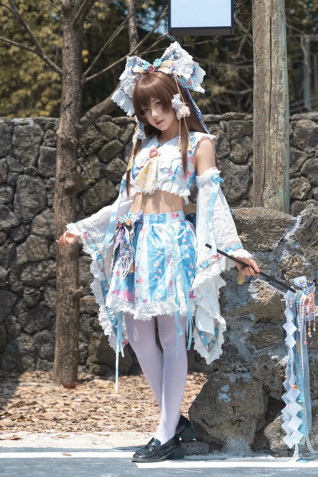 东方project, 户外摄影, 二次元cosplay, 灵梦cos, 白丝cos