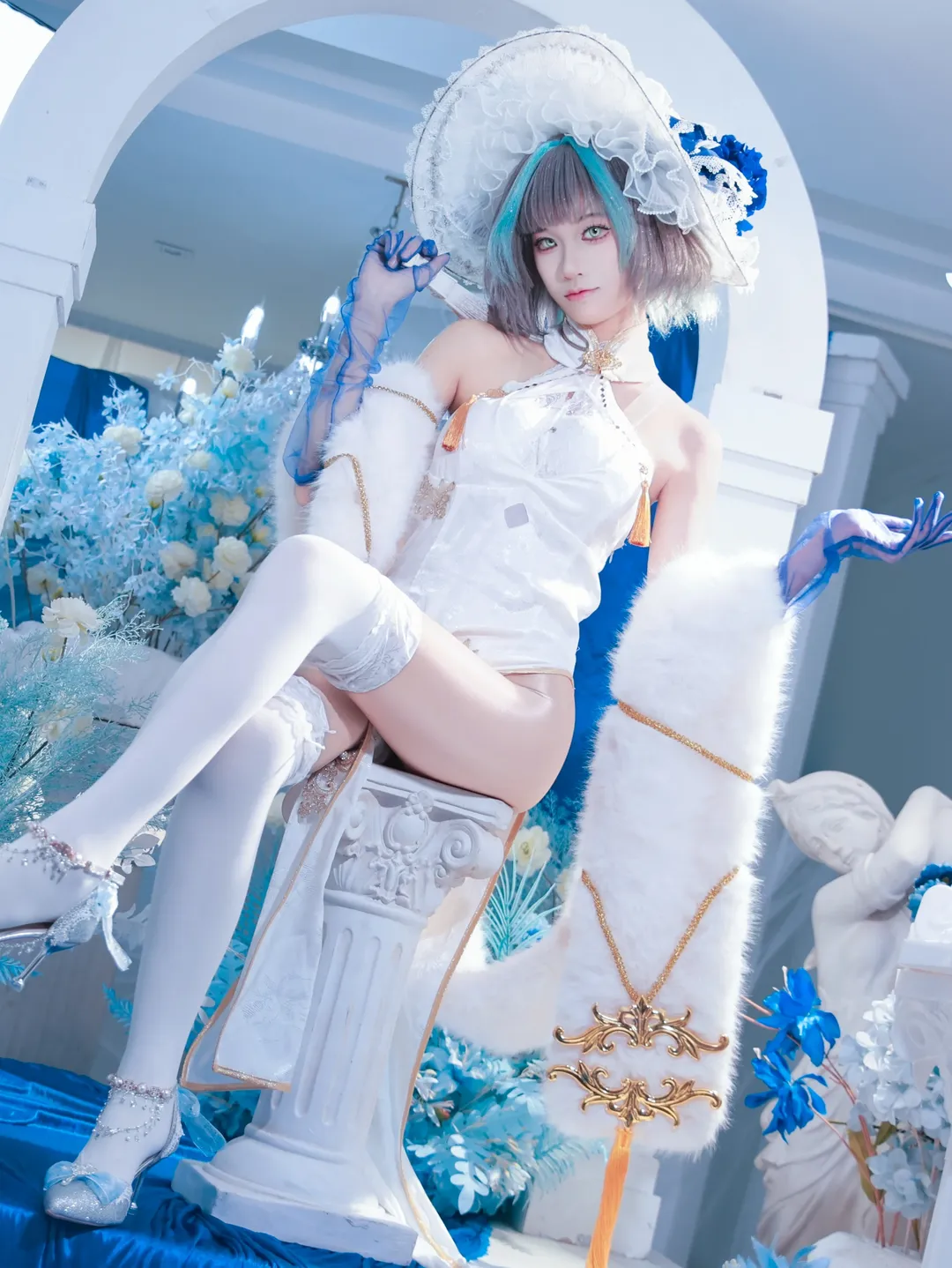 柴郡cos, 碧藍航線, 夢幻佈景, cosplay穿搭, 藍白系攝影