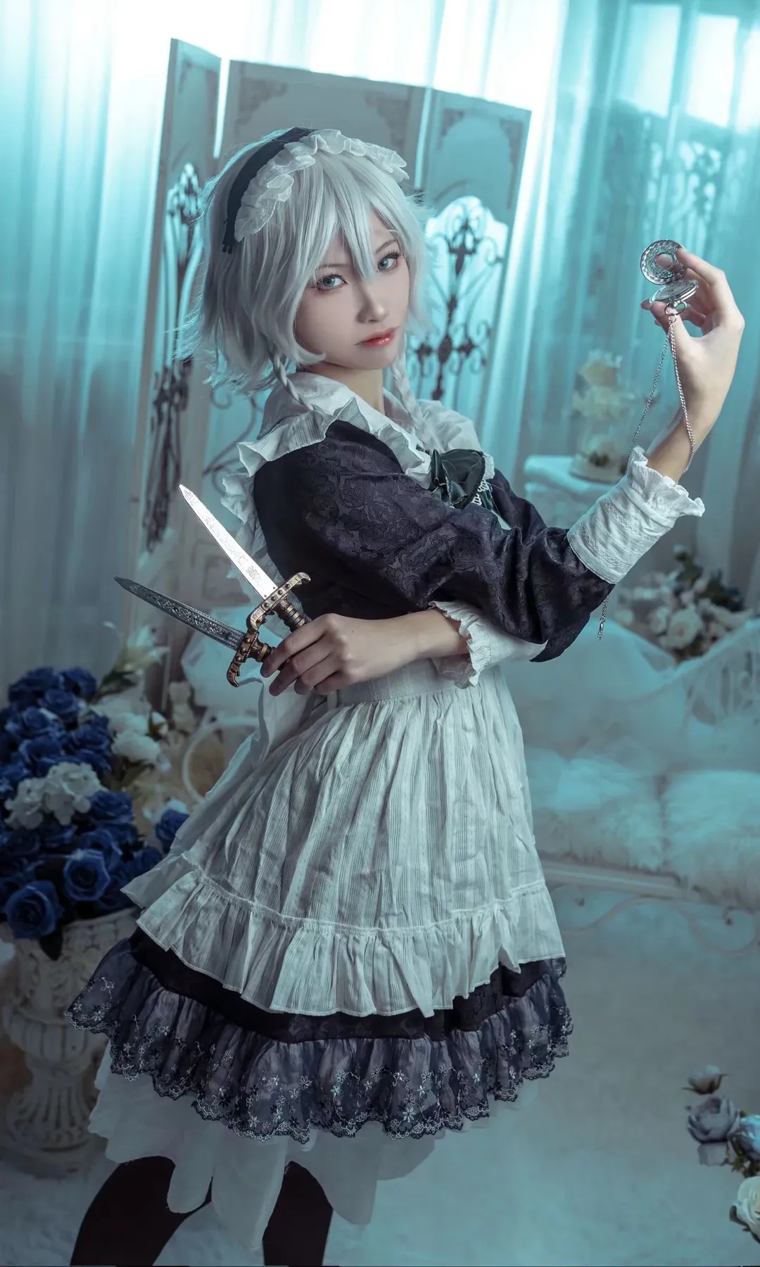 東方Project, 十六夜咲夜 コスプレ, 黒タイツ コーデ, 二次元コスプレ撮影, メイドコスプレ