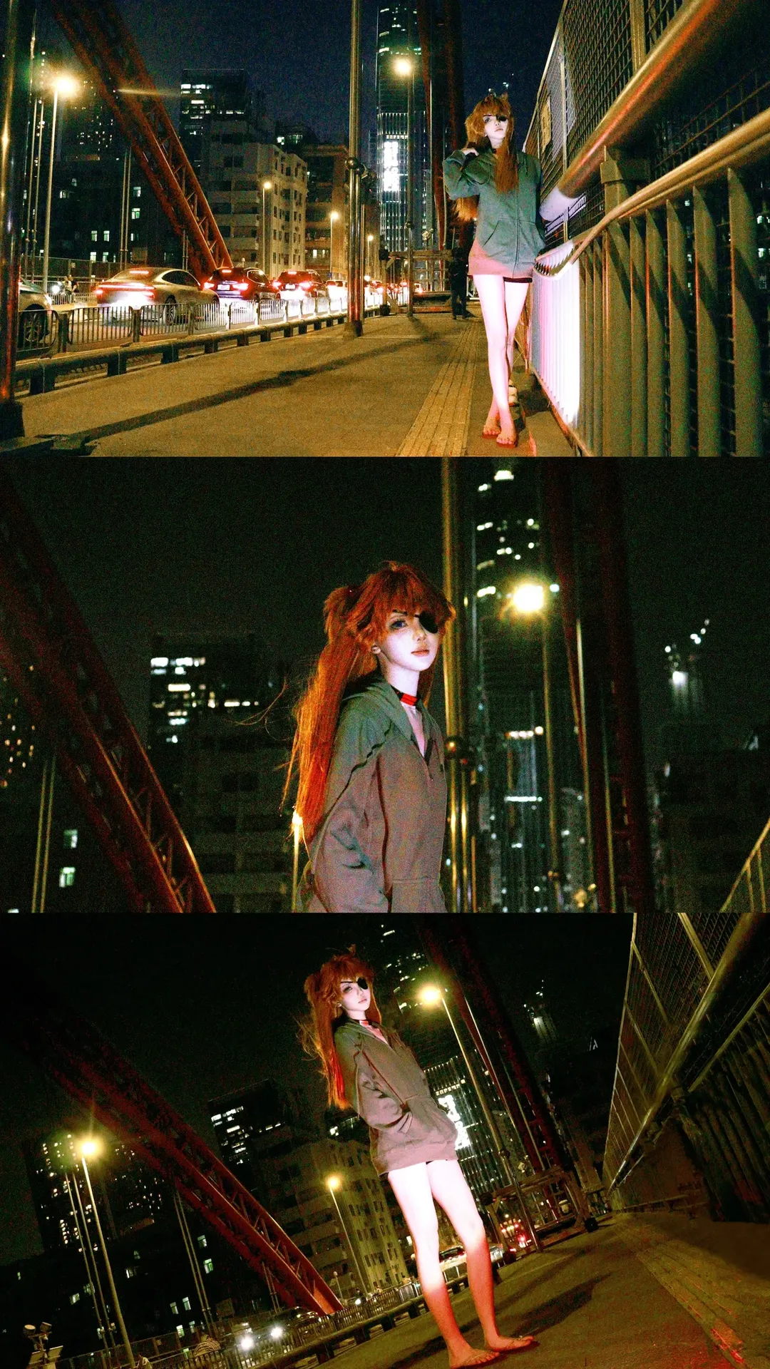 二次元cosplay, 明日香cos, 新世纪福音战士, 双马尾, 夜景摄影 - 第1张