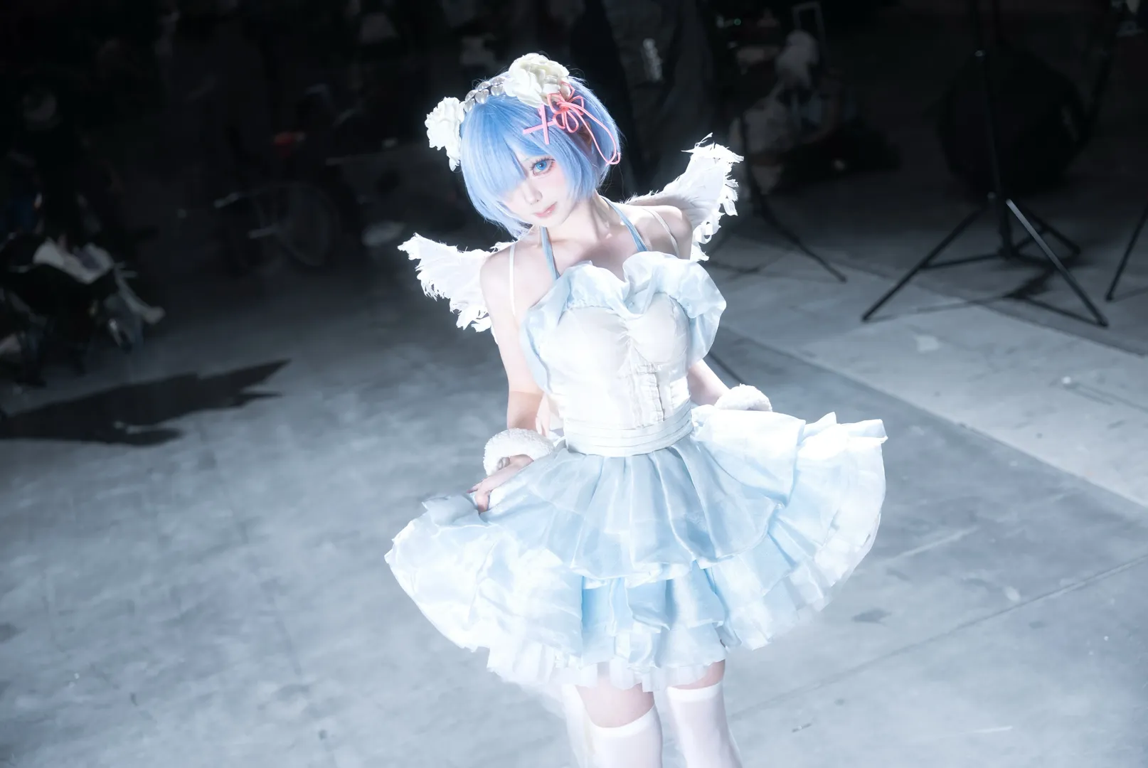 コスプレ, Re:ゼロから始める異世界生活, 青系コーデ, 白ストッキング, 天使スタイル - 2枚目