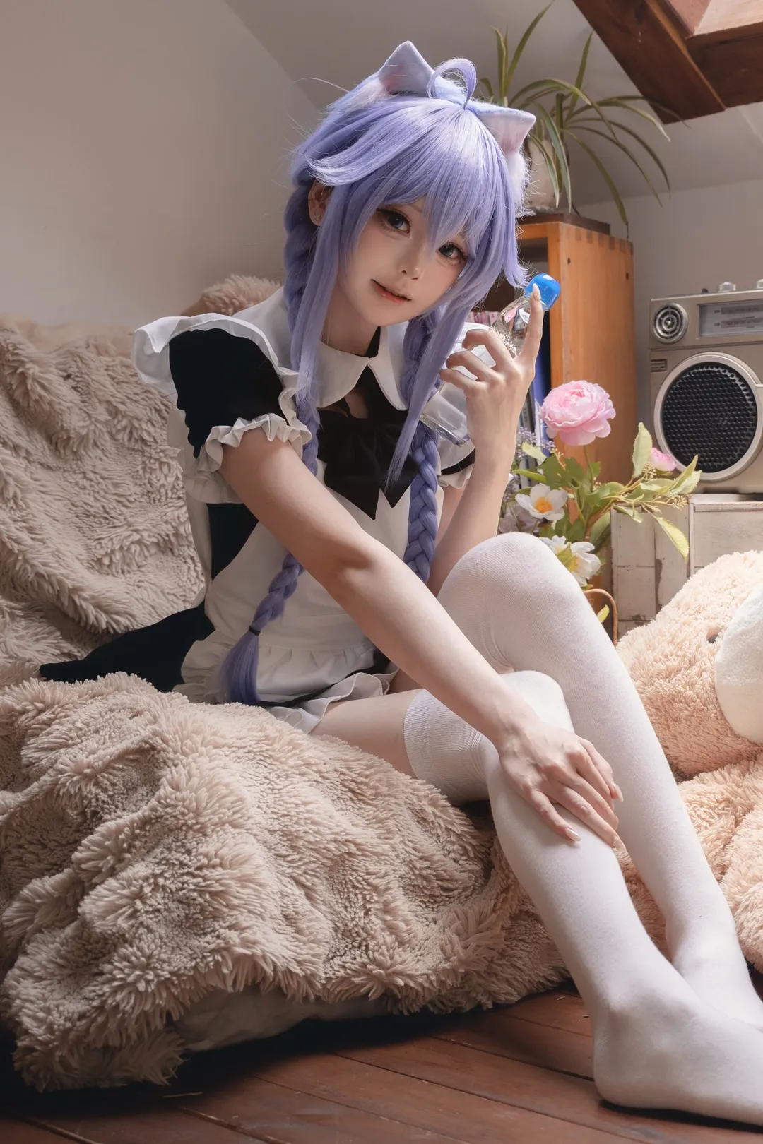 二次元cosplay, 洛琪希cos, 无职转生, 居家风摄影, 女仆装写真