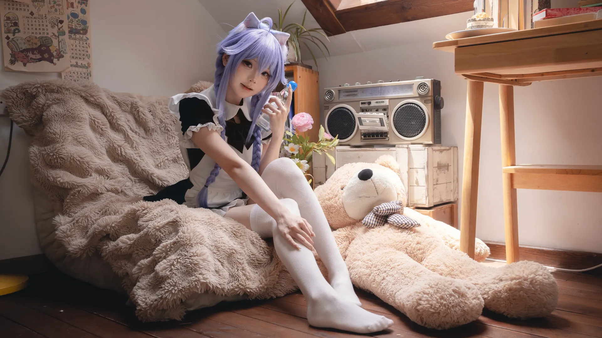 二次元cosplay, 洛琪希cos, 无职转生, 居家风摄影, 女仆装写真 - 第4张
