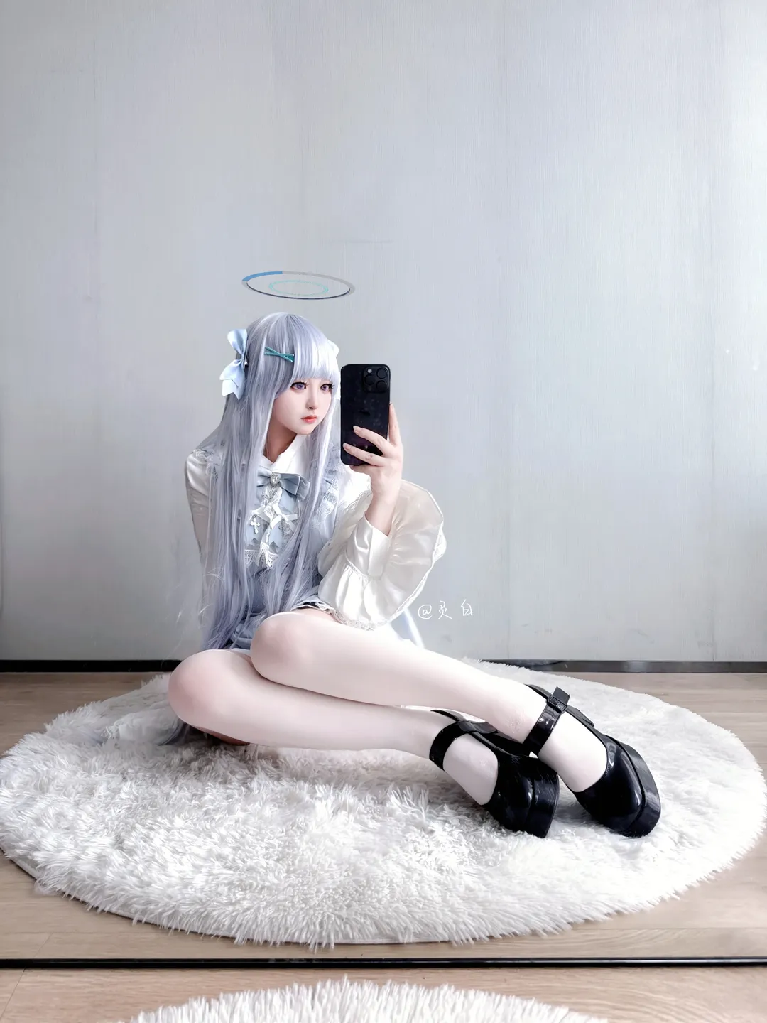 ブルーアーカイブ, 生塩ノア コスプレ, セルフコーディネート, 白タイツコスプレ, 天使の輪