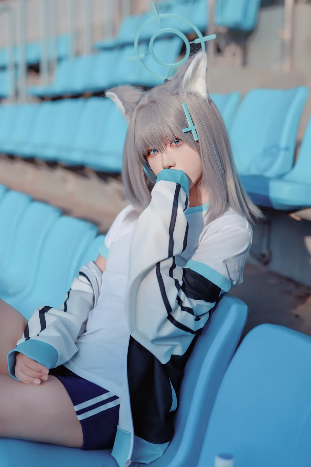 蔚蓝档案, 二次元cosplay, 运动风, 白丝, 砂狼白子cos - 第1张