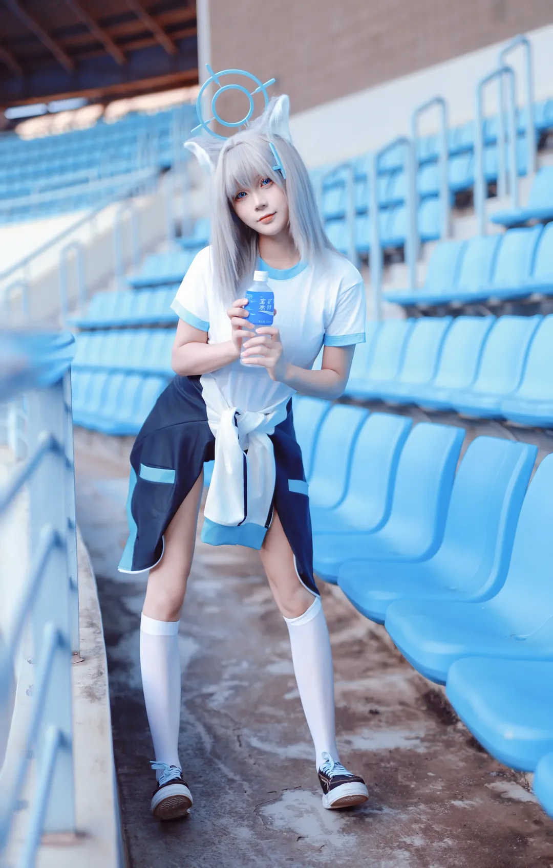 蔚蓝档案, 二次元cosplay, 运动风, 白丝, 砂狼白子cos
