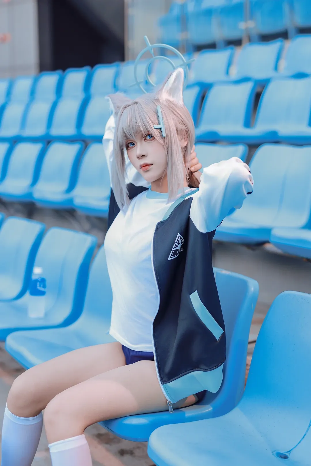 蔚蓝档案, 二次元cosplay, 运动风, 白丝, 砂狼白子cos - 第4张