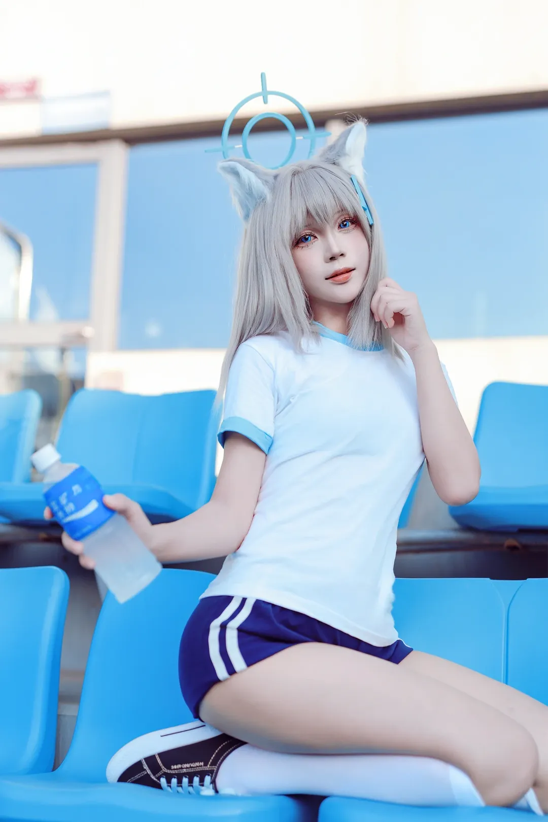 蔚蓝档案, 二次元cosplay, 运动风, 白丝, 砂狼白子cos - 第5张