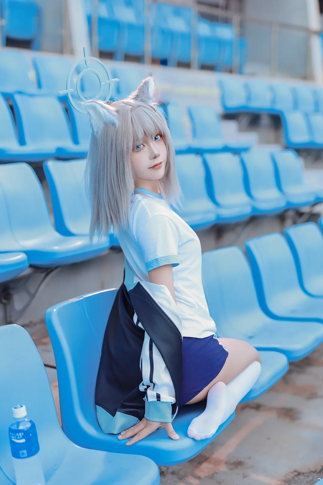 蔚蓝档案, 二次元cosplay, 运动风, 白丝, 砂狼白子cos - 第6张
