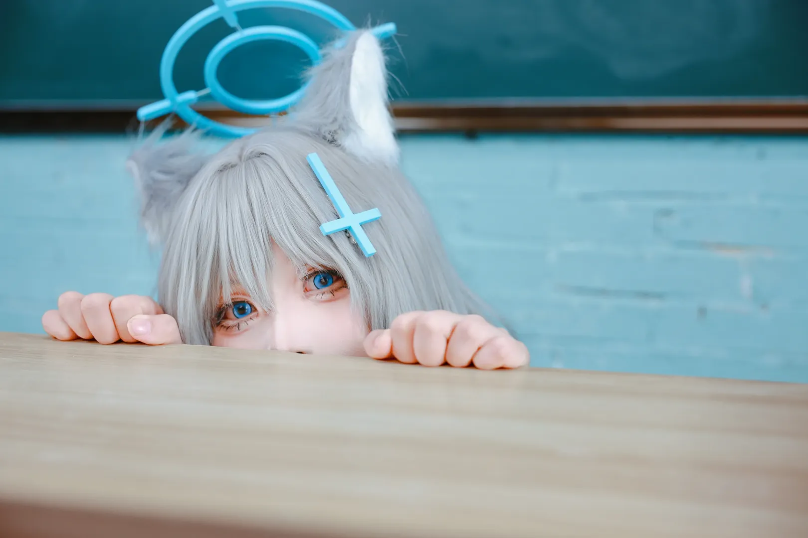 Anime girl, Blue Archive, Shiroko Sunaookami Cosplay, Cosplay photography, Kemonomimi girl