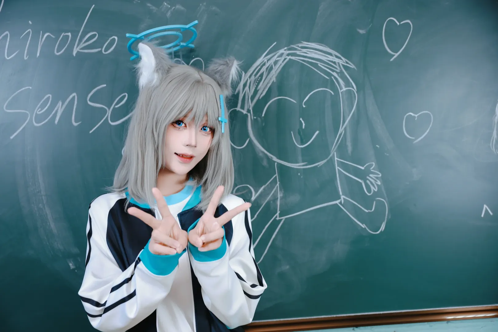蔚蓝档案, 白丝, 砂狼白子cos, 校园摄影, 体操服cosplay - 第5张