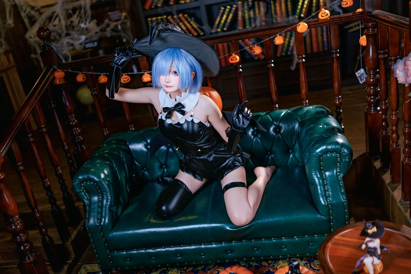 Re:ゼロから始める異世界生活, レム コスプレ, ハロウィンコスプレ, 魔女の仮装, レトロな書斎の撮影 - 6枚目