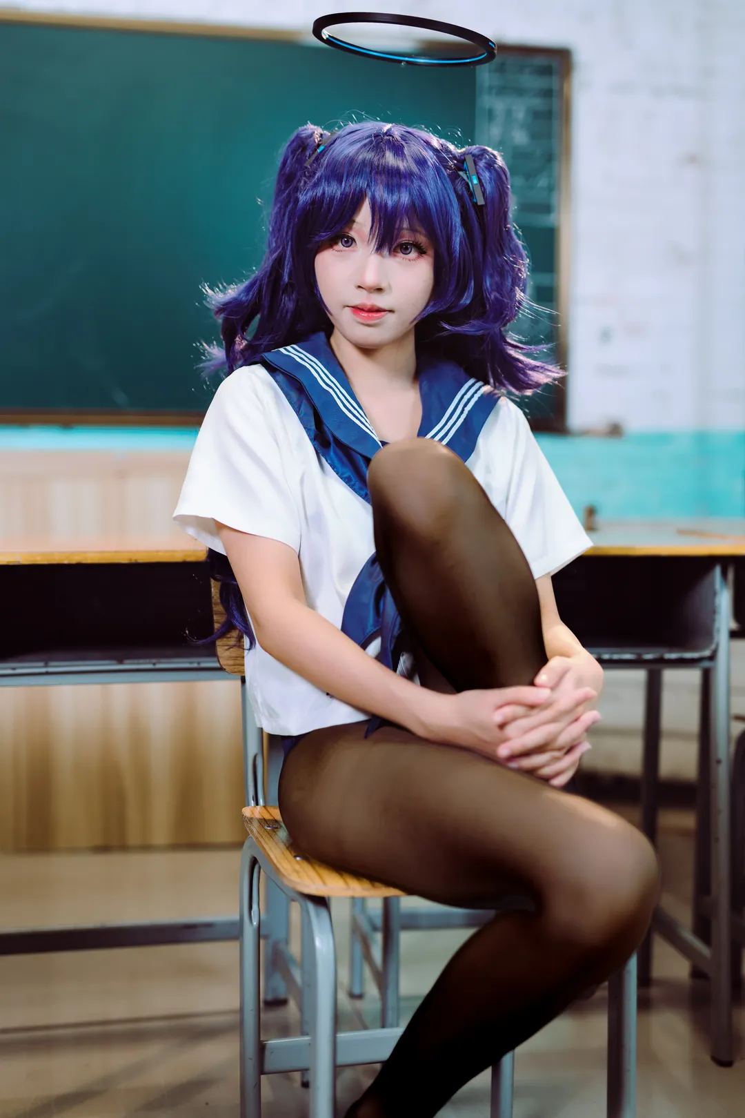 蔚藍檔案, 二次元cosplay, 早瀨優香cos, 黑絲連褲襪, 佳能R62人像 - 第1張